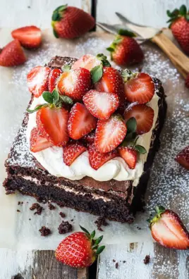 Brownie mit Mascarpone und Erdbeeren
