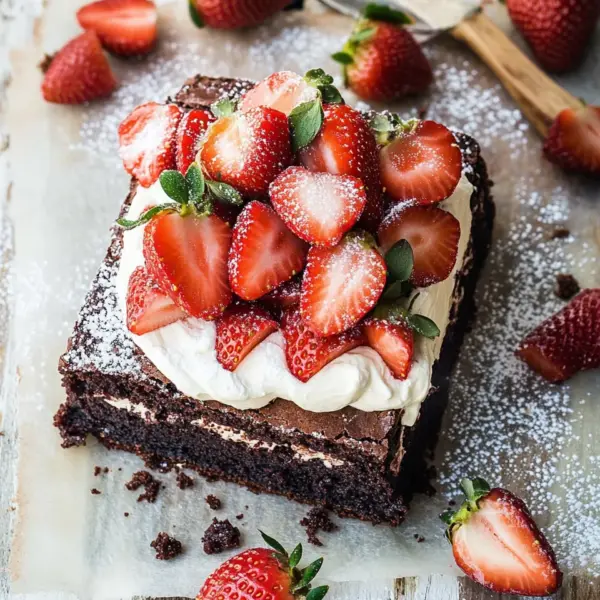 Brownie mit Mascarpone und Erdbeeren