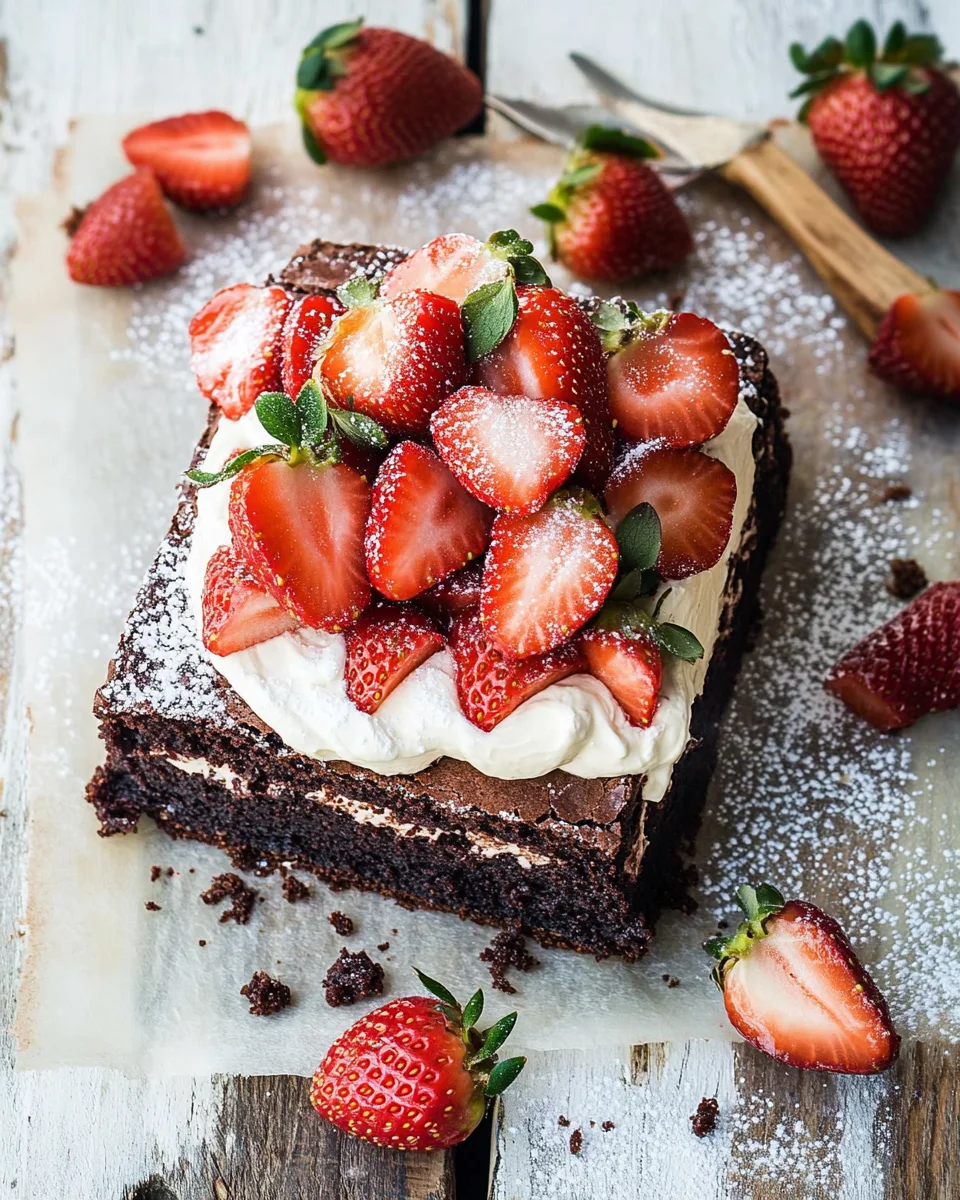 Brownie mit Mascarpone und Erdbeeren