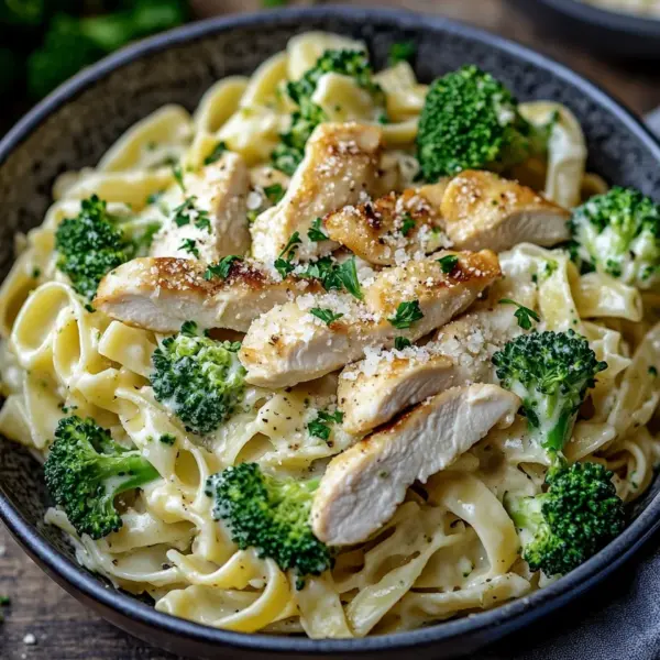 cremige Hähnchen-Brokkoli-Pasta