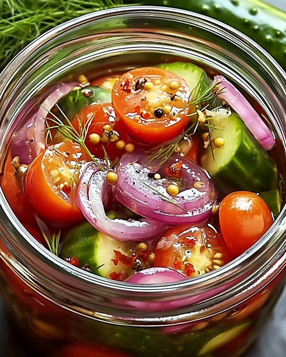 Eingelegte Kirschtomaten, Rote Zwiebeln und Gurken 20 Eingelegte