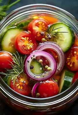 Eingelegte Kirschtomaten, Rote Zwiebeln und Gurken