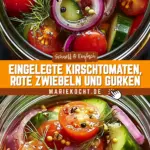 Eingelegte Kirschtomaten, Rote Zwiebeln und Gurken 19 Pinterest Hidden Image