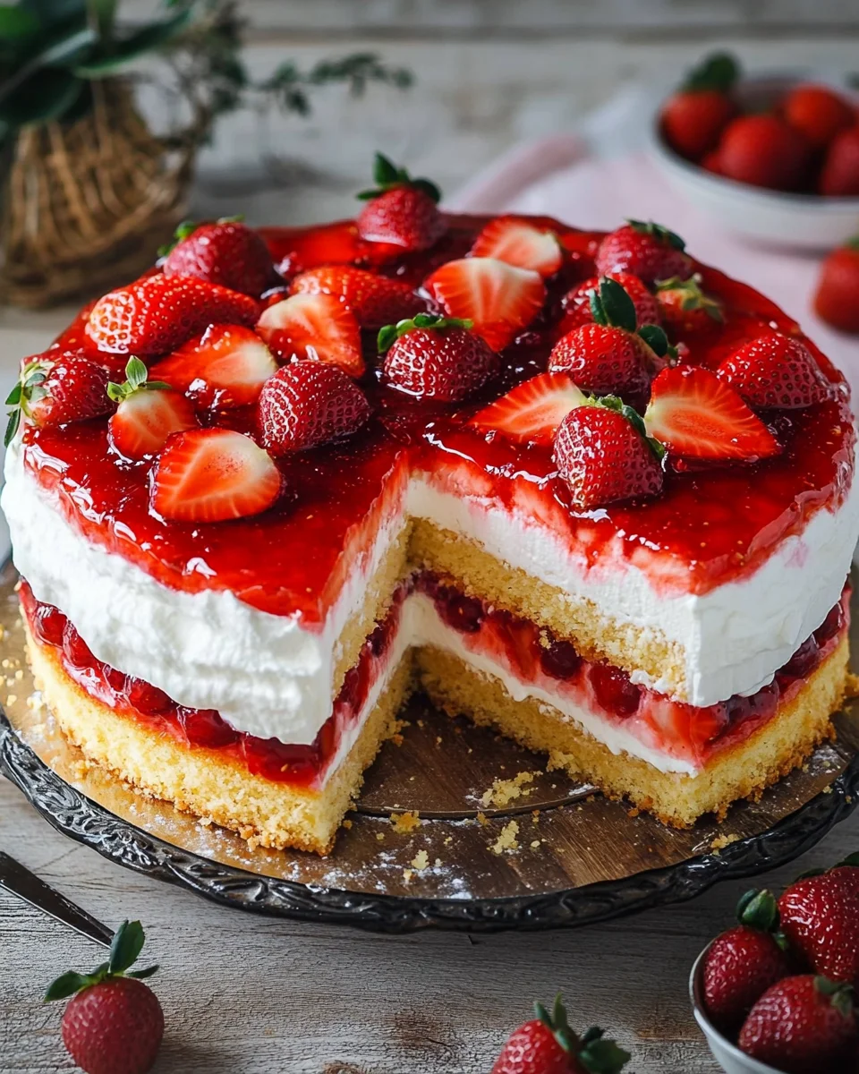 Erdbeertorte mit Biskuit und Quark 27 Erdbeertorte