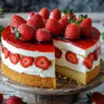 Erdbeertorte mit Biskuit und Quark