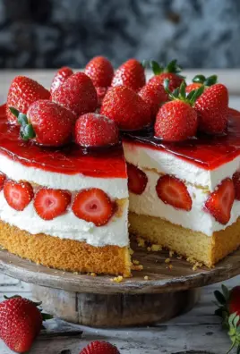Erdbeertorte mit Biskuit und Quark