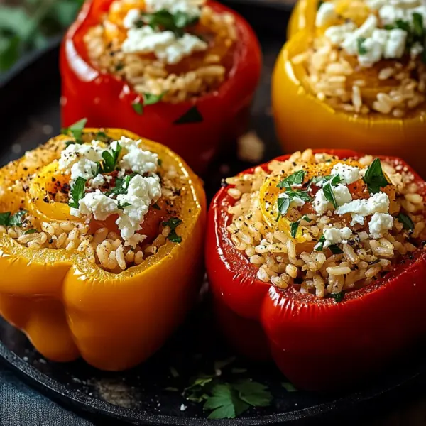 Gefüllte Ofenpaprika mit Reis und Feta