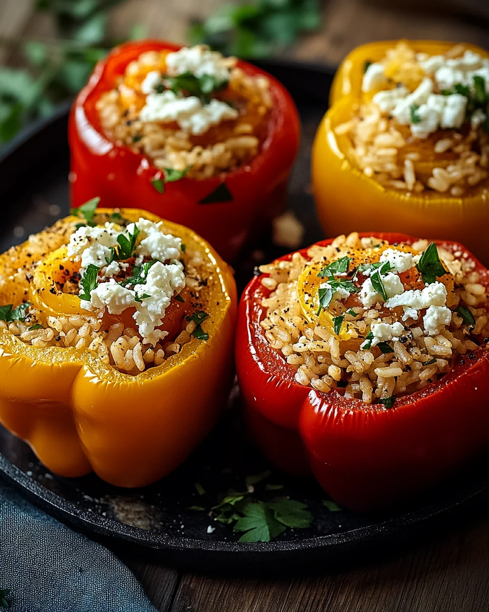 Gef&uuml;llte Ofenpaprika mit Reis und Feta