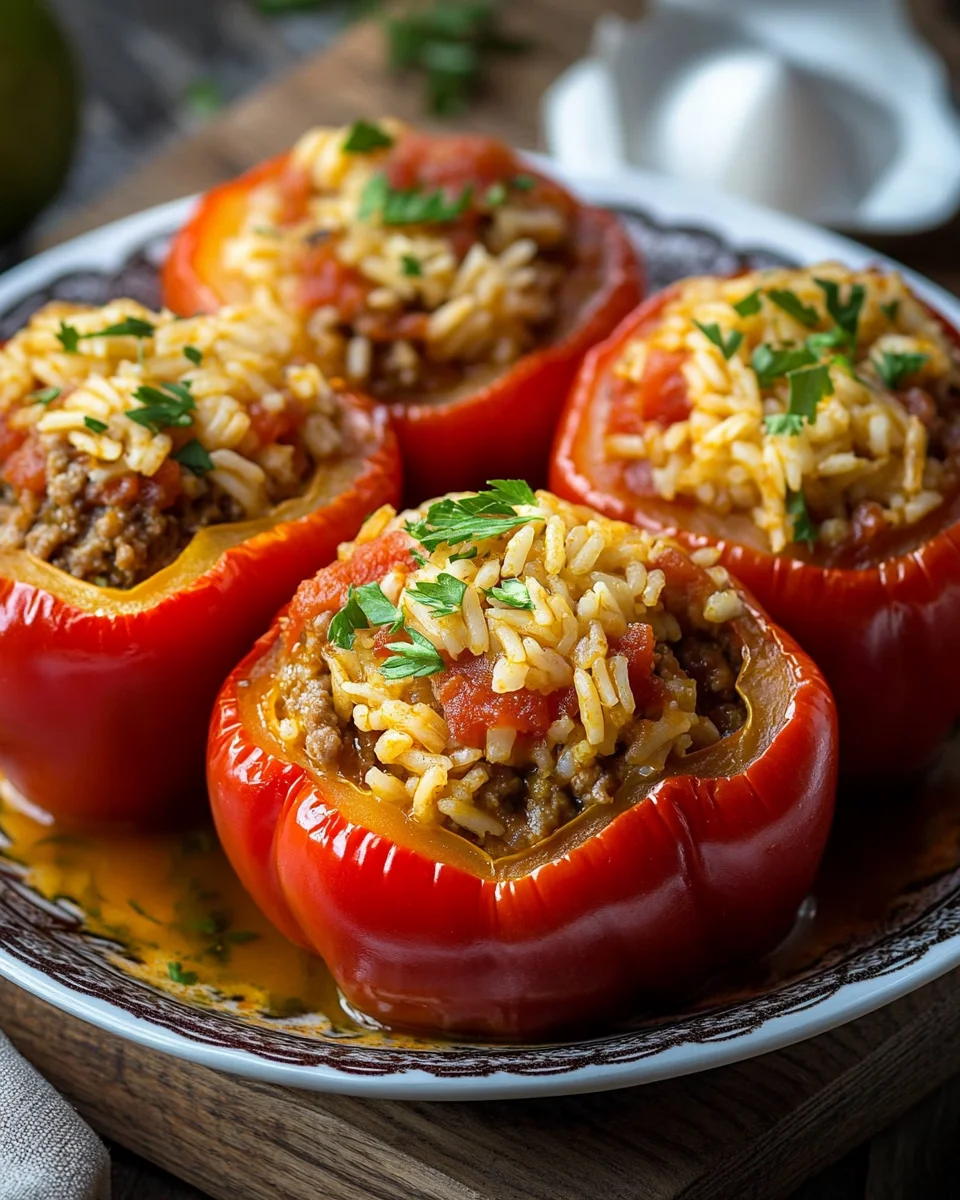 Gefüllte Paprika mit Hackfleisch und Reis 22 Gefüllte