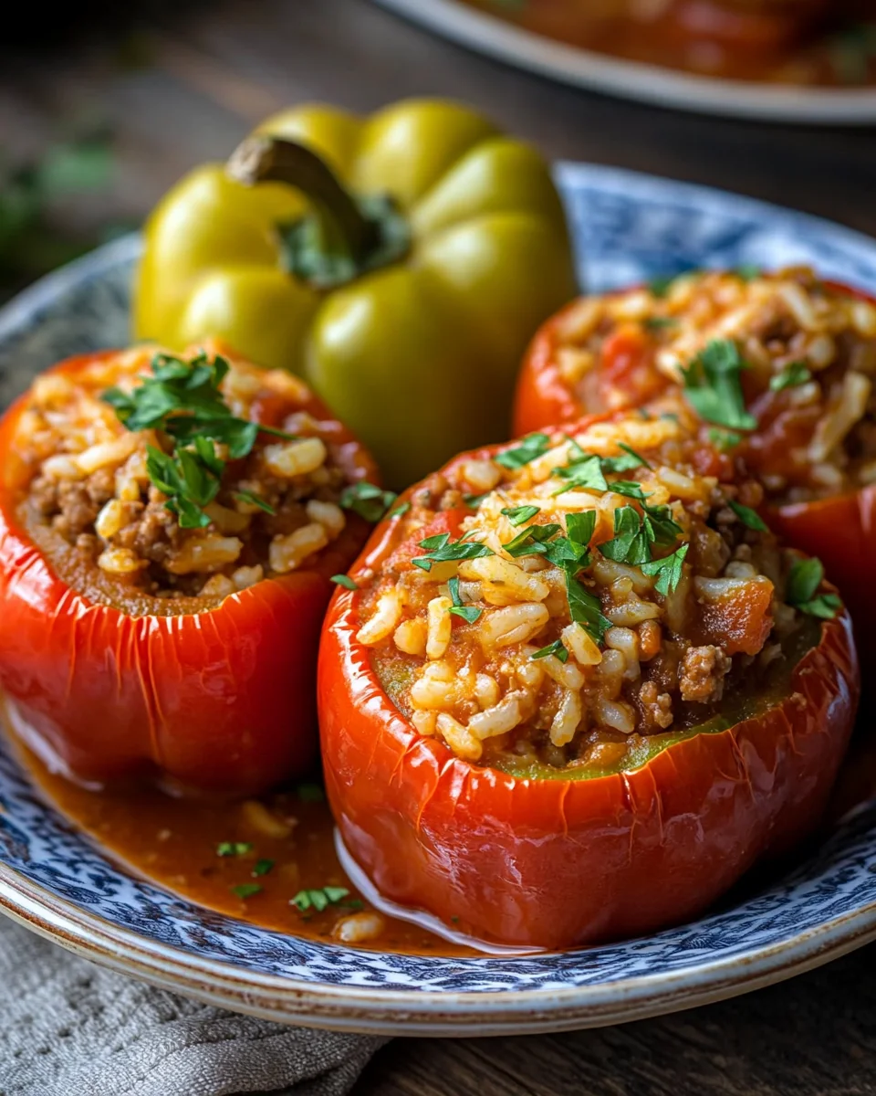 Gefüllte Paprika mit Hackfleisch und Reis 24 Gefüllte Paprika mit Hackfleisch und Reis
