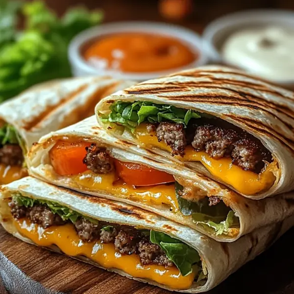 Gegrillte Cheeseburger-Wraps