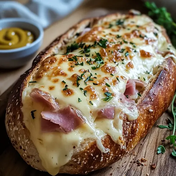Handbrot mit Schinken und Käse