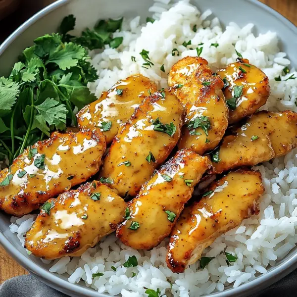 Honig Senf Hähnchen mit Reis