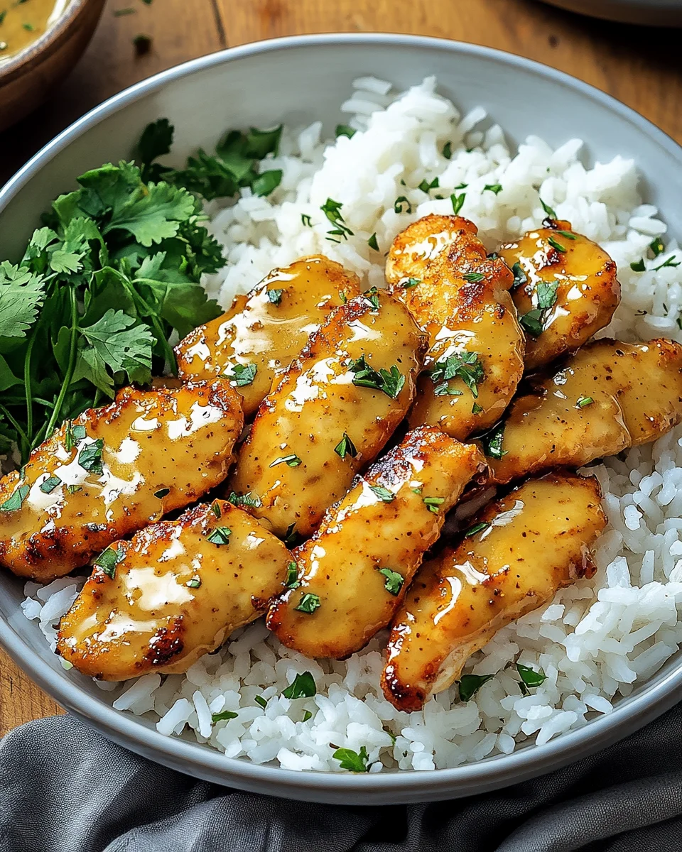 Honig Senf H&auml;hnchen mit Reis