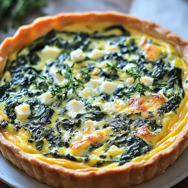 Hüttenkäse und Spinat Krustenlose Quiche
