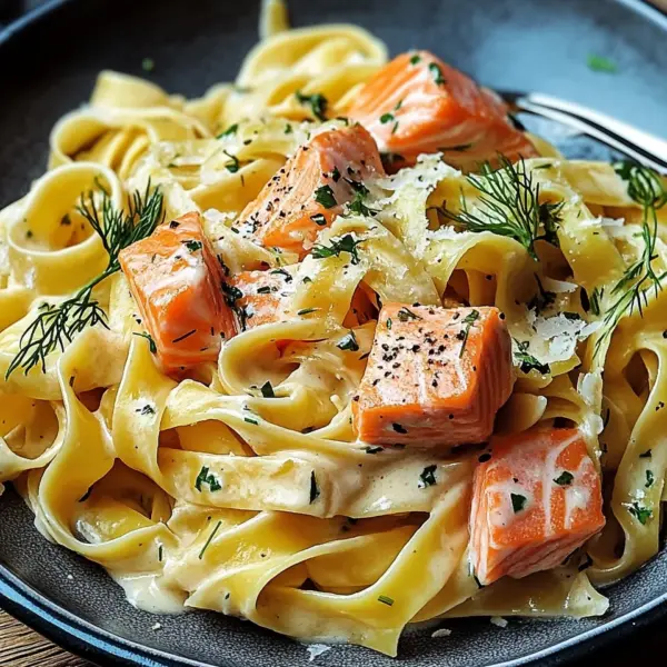 Lachs-Tagliatelle mit cremiger Zitronensoße