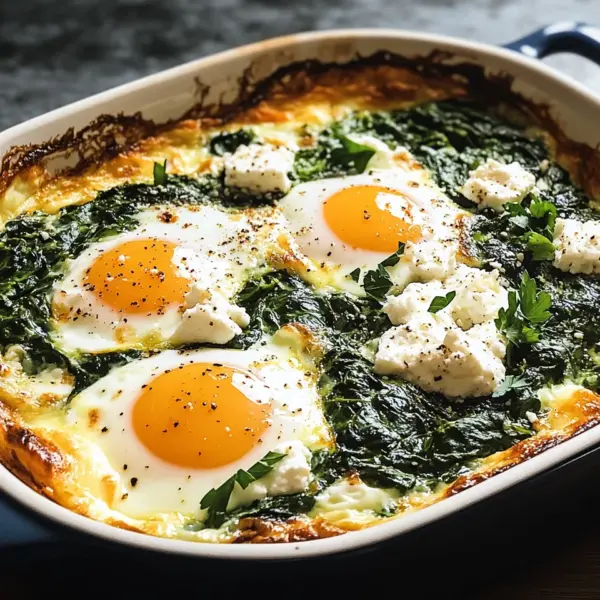 Low Carb Spinat-Auflauf mit Feta und Ei