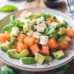 Melonen Feta Salat mit Avocado