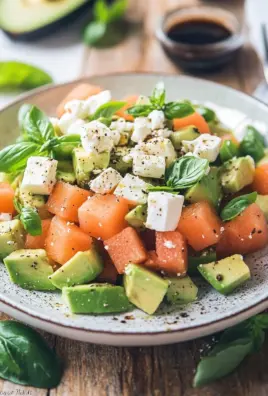 Melonen Feta Salat mit Avocado