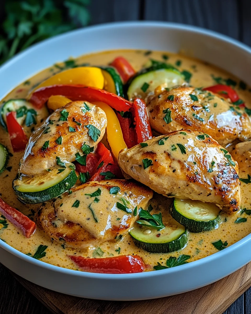 Paprika-Zucchini-Sahne-H&auml;hnchen