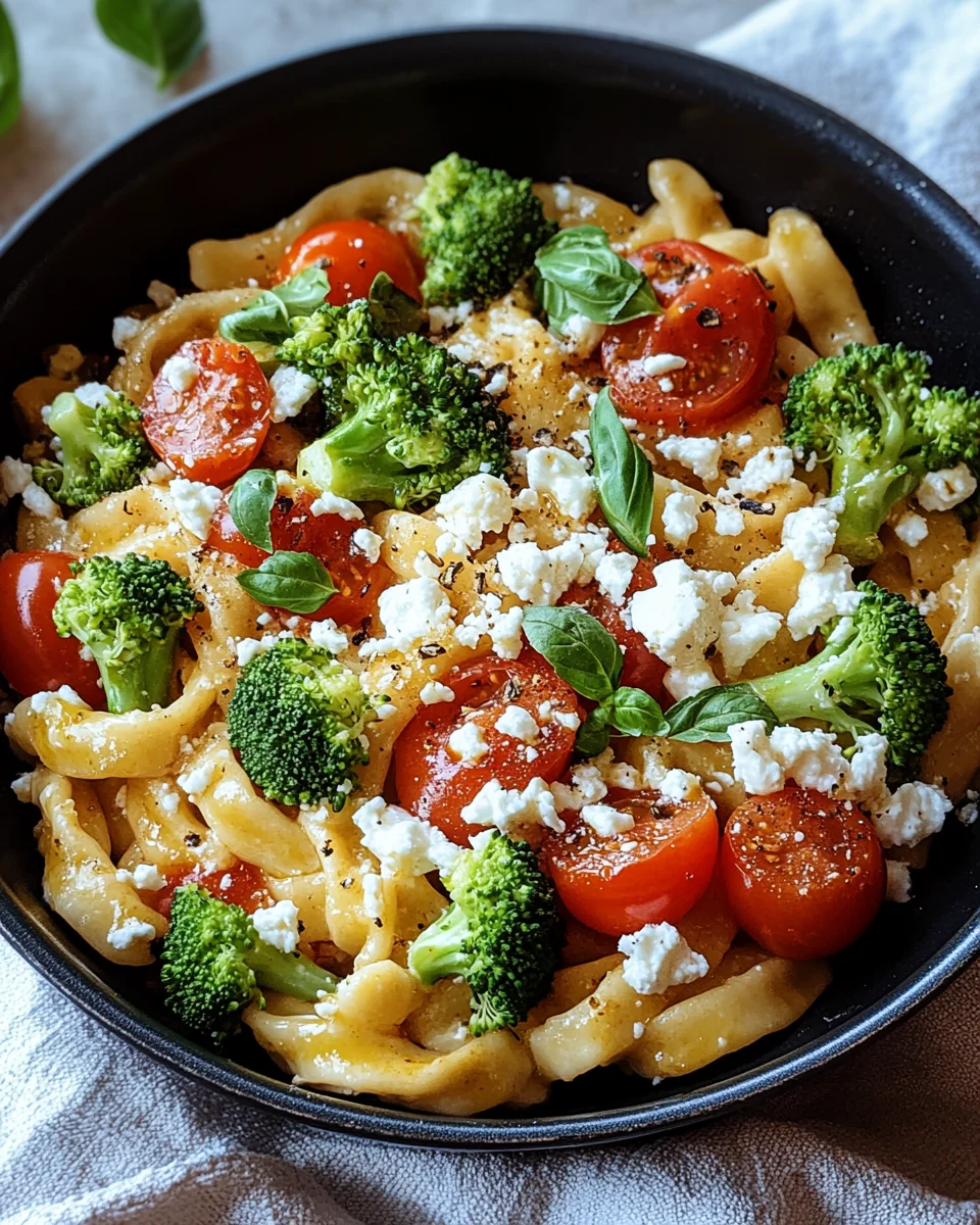 Schupfnudelpfanne mit Brokkoli, Feta und Tomaten