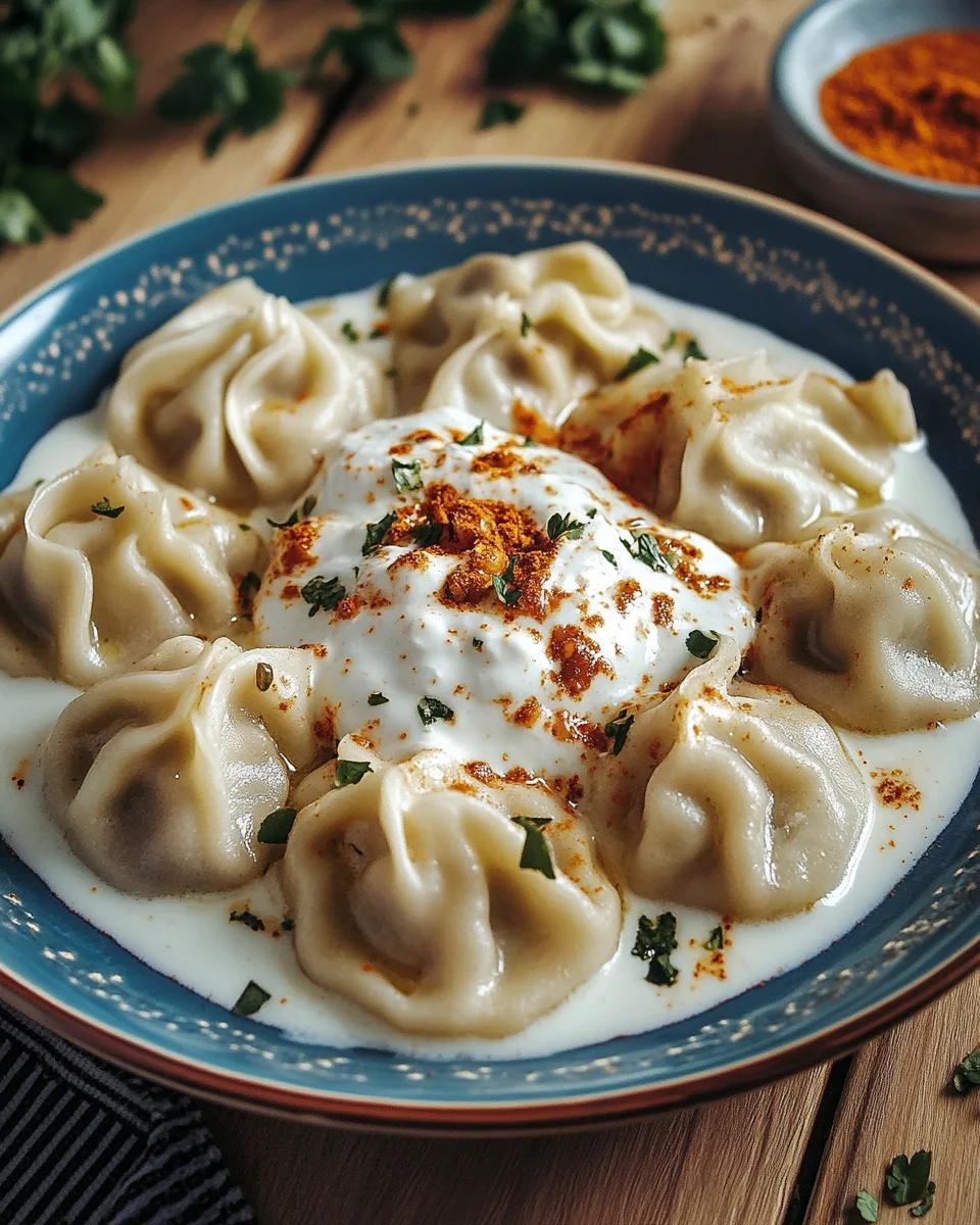 Türkische Manti mit Hackfleischfüllung & Joghurt-Soße 20 Türkische Manti mit Hackfleischfüllung & Joghurt-Soße