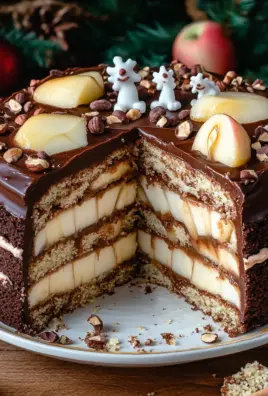 Weihnachtstorte mit Äpfeln und Schokolade