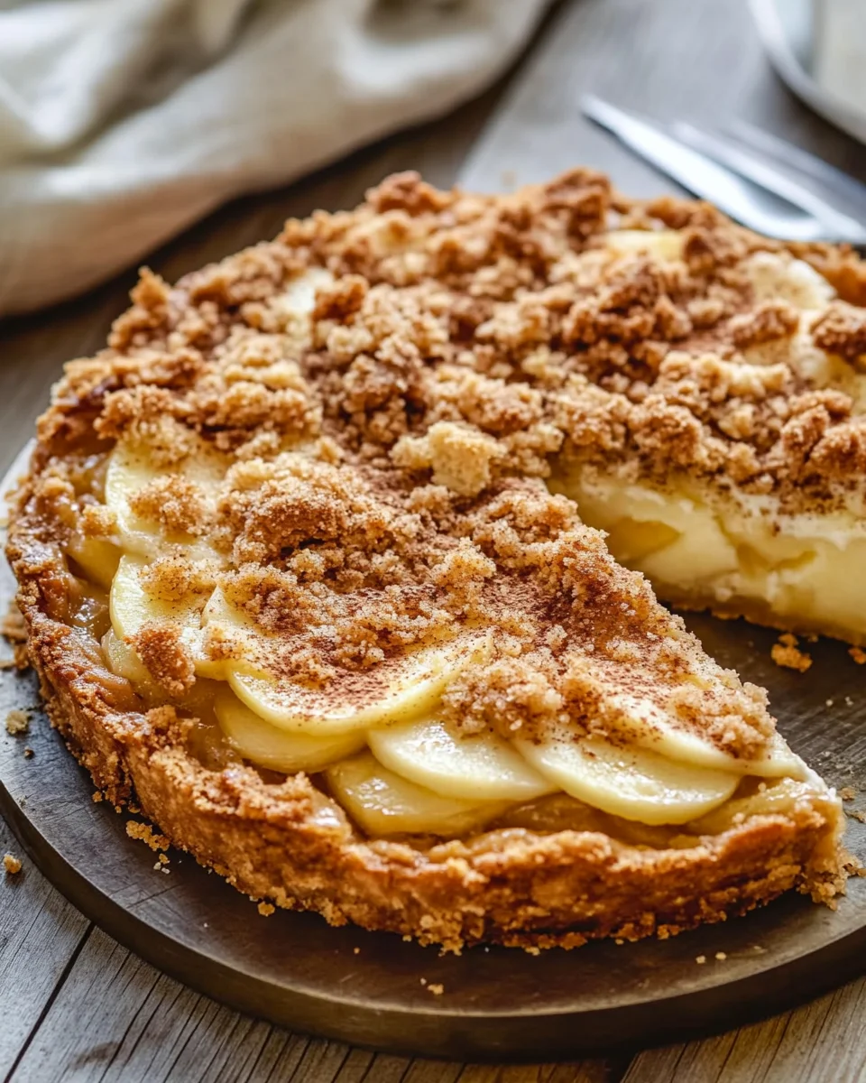 Apfelkuchen vom Blech - mit Pudding und knusprigen Streusel