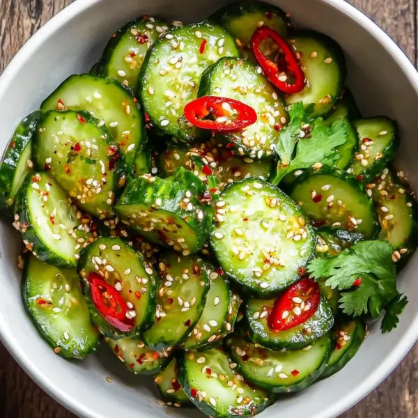 Asiatischer Gurkensalat mit Chili & Sesam