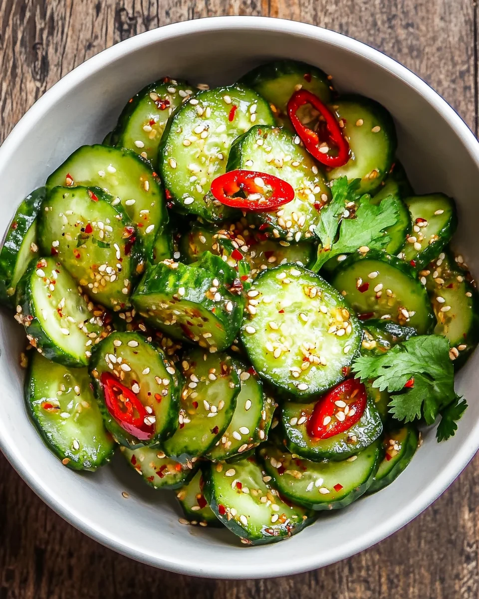 Asiatischer Gurkensalat mit Chili & Sesam