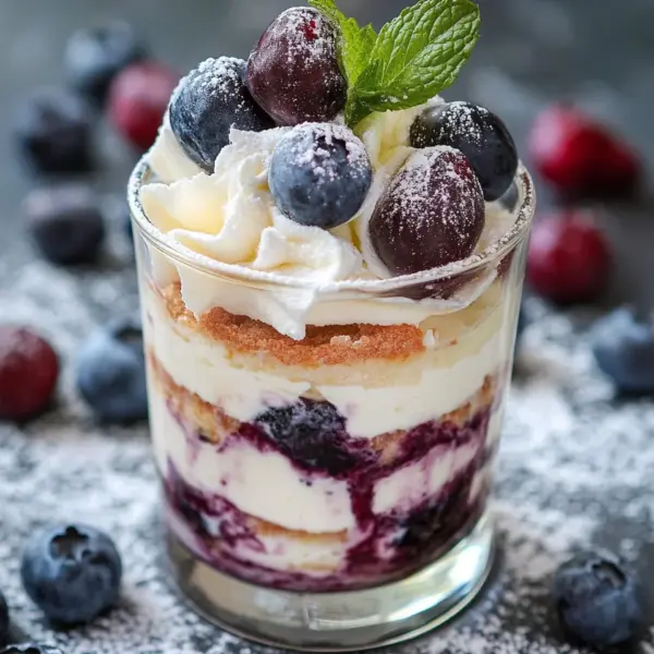 Blaubeer Tiramisu im Glas ohne Ei & Alkohol