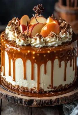 Bratapfeltorte mit Orangen-Zimt-Creme und Karamell-Drip