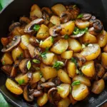 Champignon-Kartoffel-Pfanne mit Fr&uuml;hlingszwiebeln