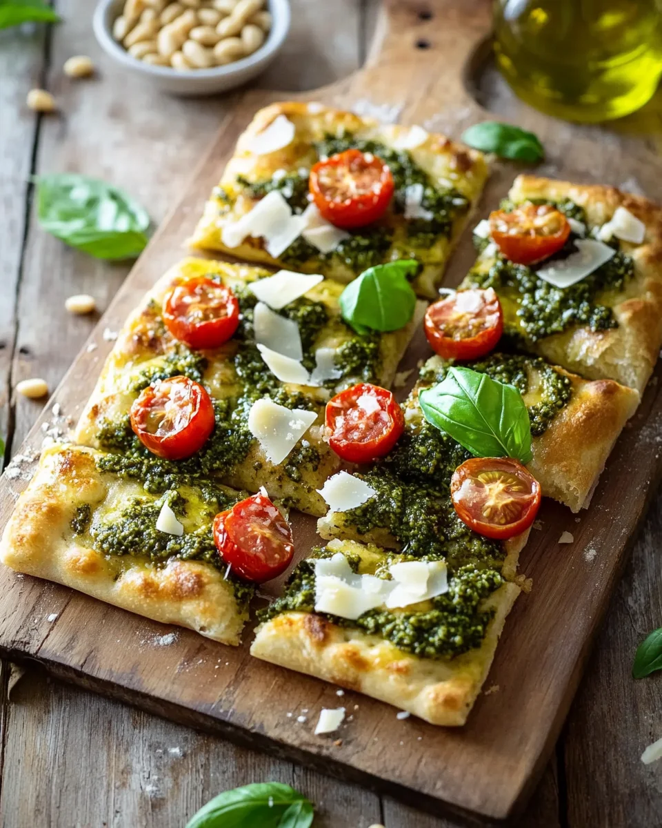 Die beste Focaccia mit Pesto und Tomaten