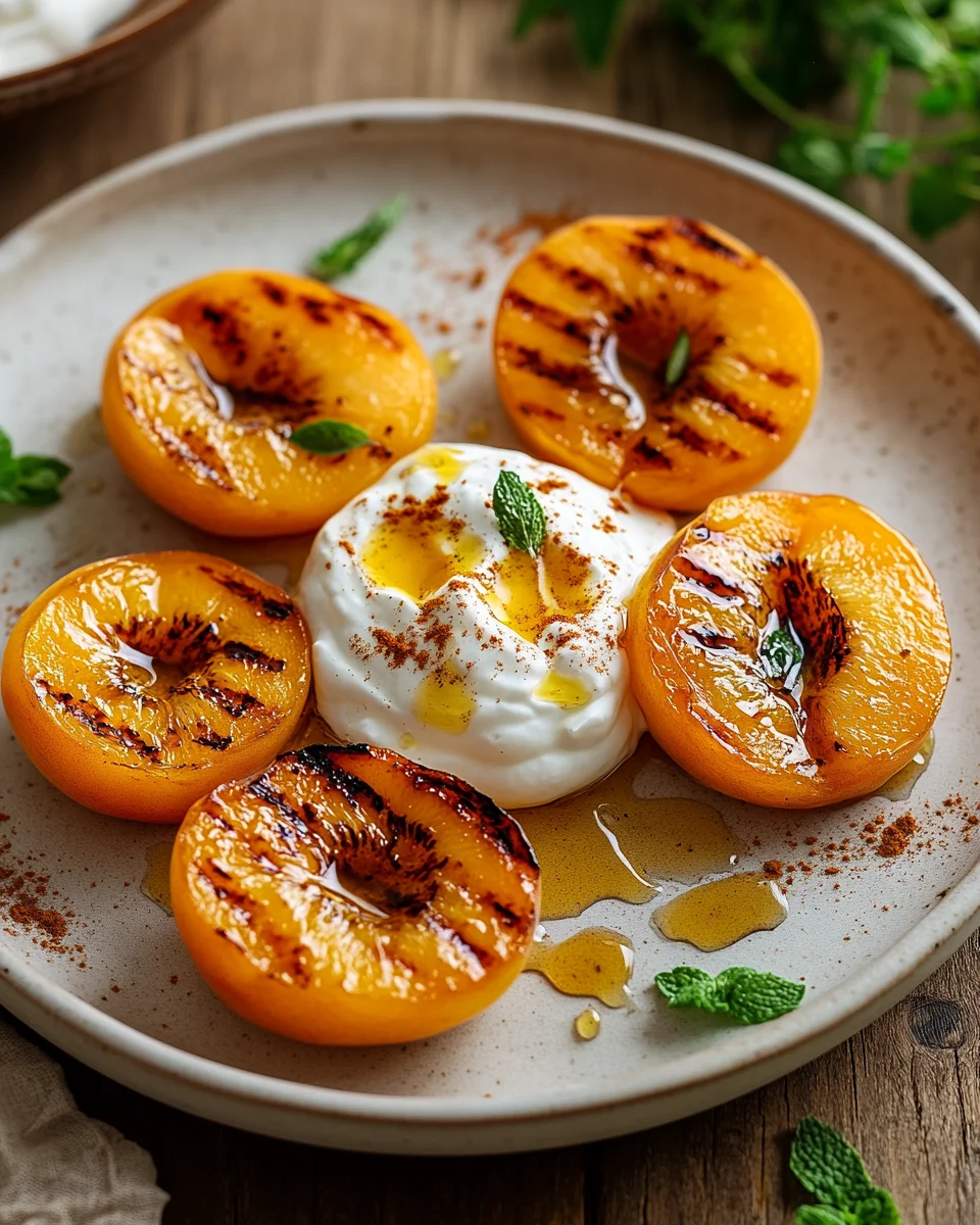 Gegrillte Pfirsiche mit Joghurt und Honig
