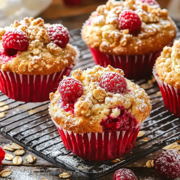 Gesunde Himbeer-Muffins mit Haferflocken-Streuseln