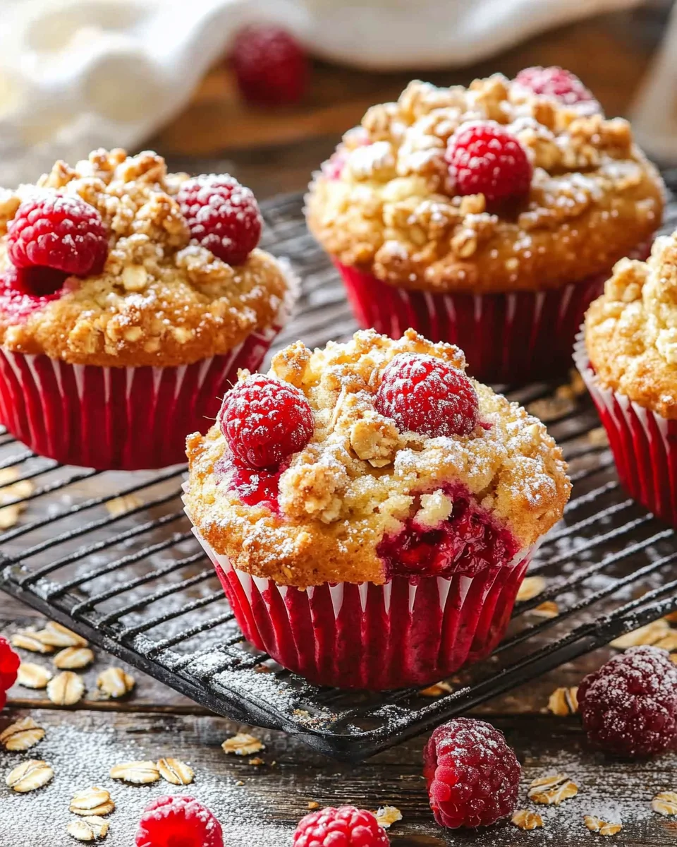 Gesunde Himbeer-Muffins mit Haferflocken-Streuseln