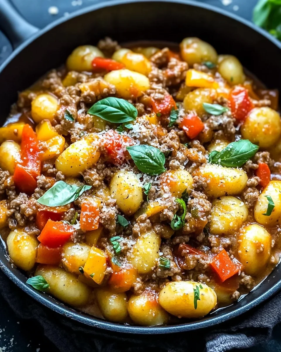 Gnocchi Pfanne mit Hackfleisch und Paprika