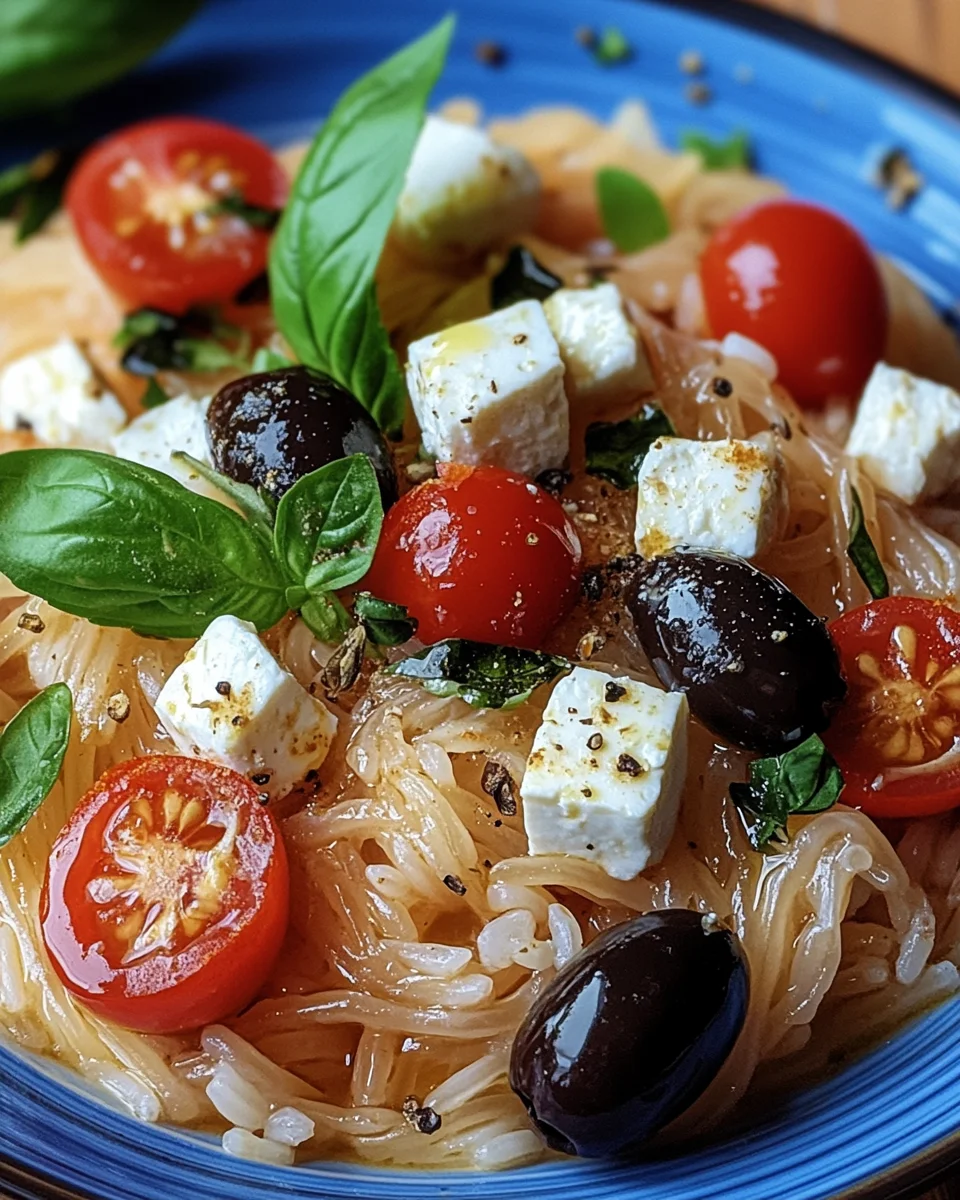 Griechische Reisnudeln mit Tomaten, Feta und Oliven 20 Griechische Reisnudeln mit Tomaten, Feta und Oliven