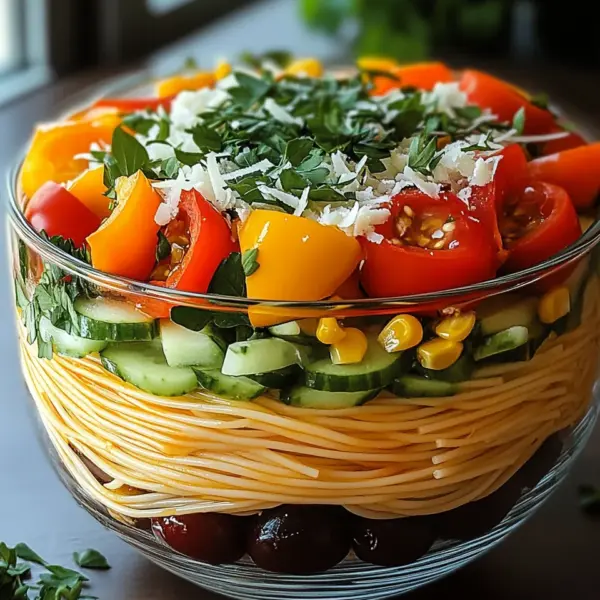 Italienischer Spaghetti-Schichtsalat