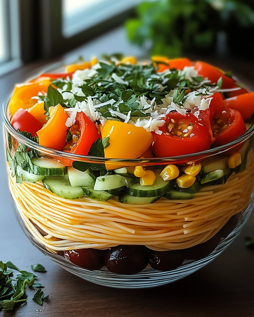 Italienischer Spaghetti-Schichtsalat