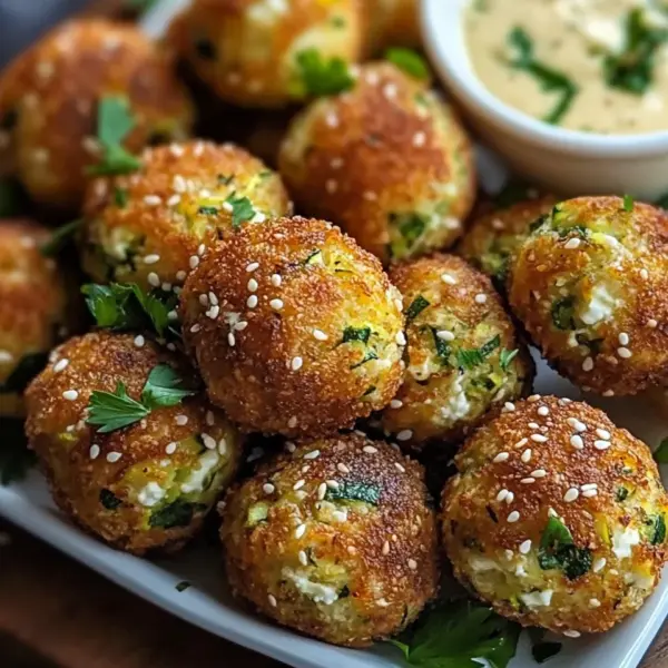 Knusprige Zucchini-Feta-Bällchen aus dem Ofen genießen!