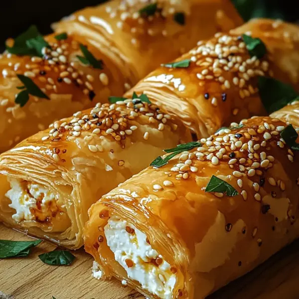 Ofen-gebackene Feta-Rollen mit Chili-Honig