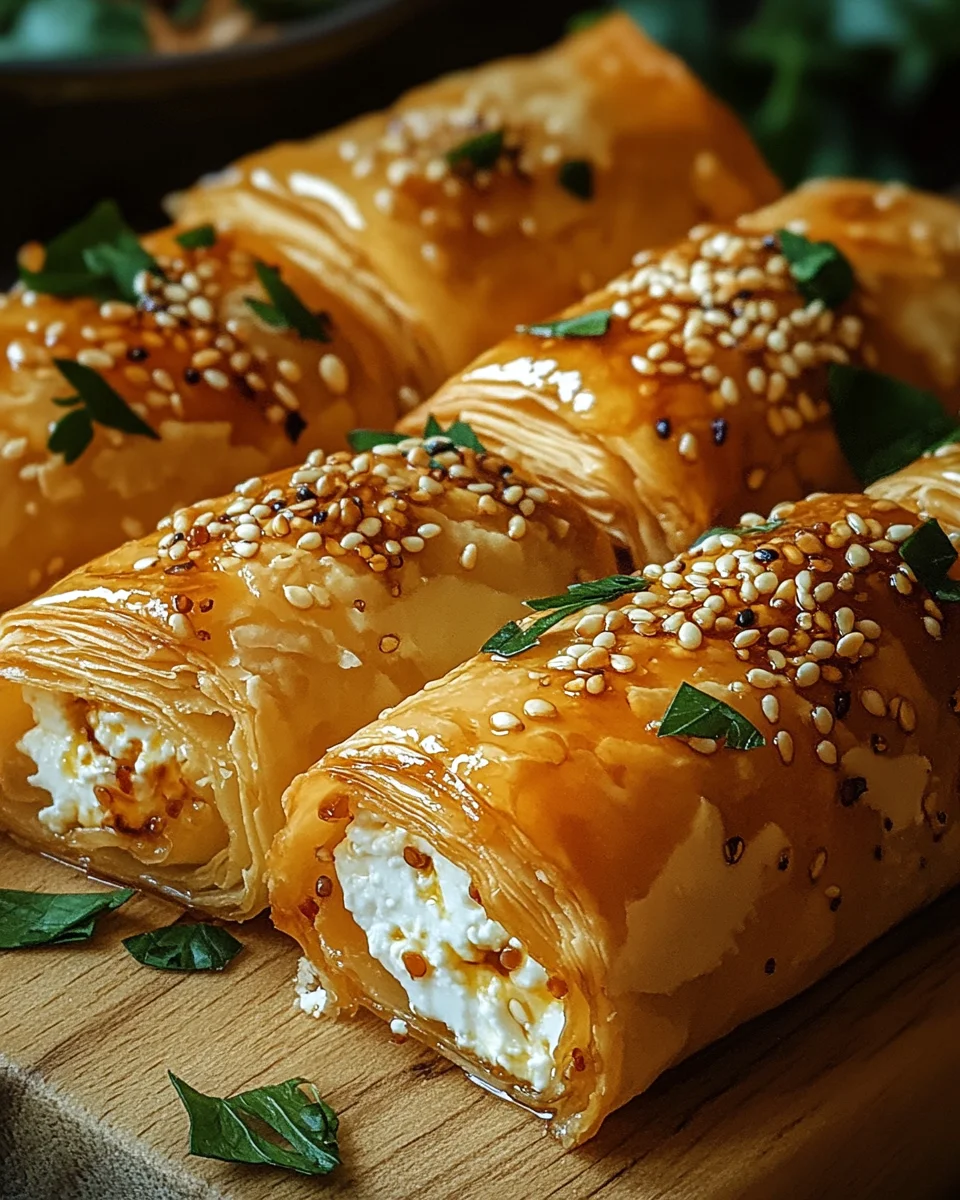 Ofen-gebackene Feta-Rollen mit Chili-Honig
