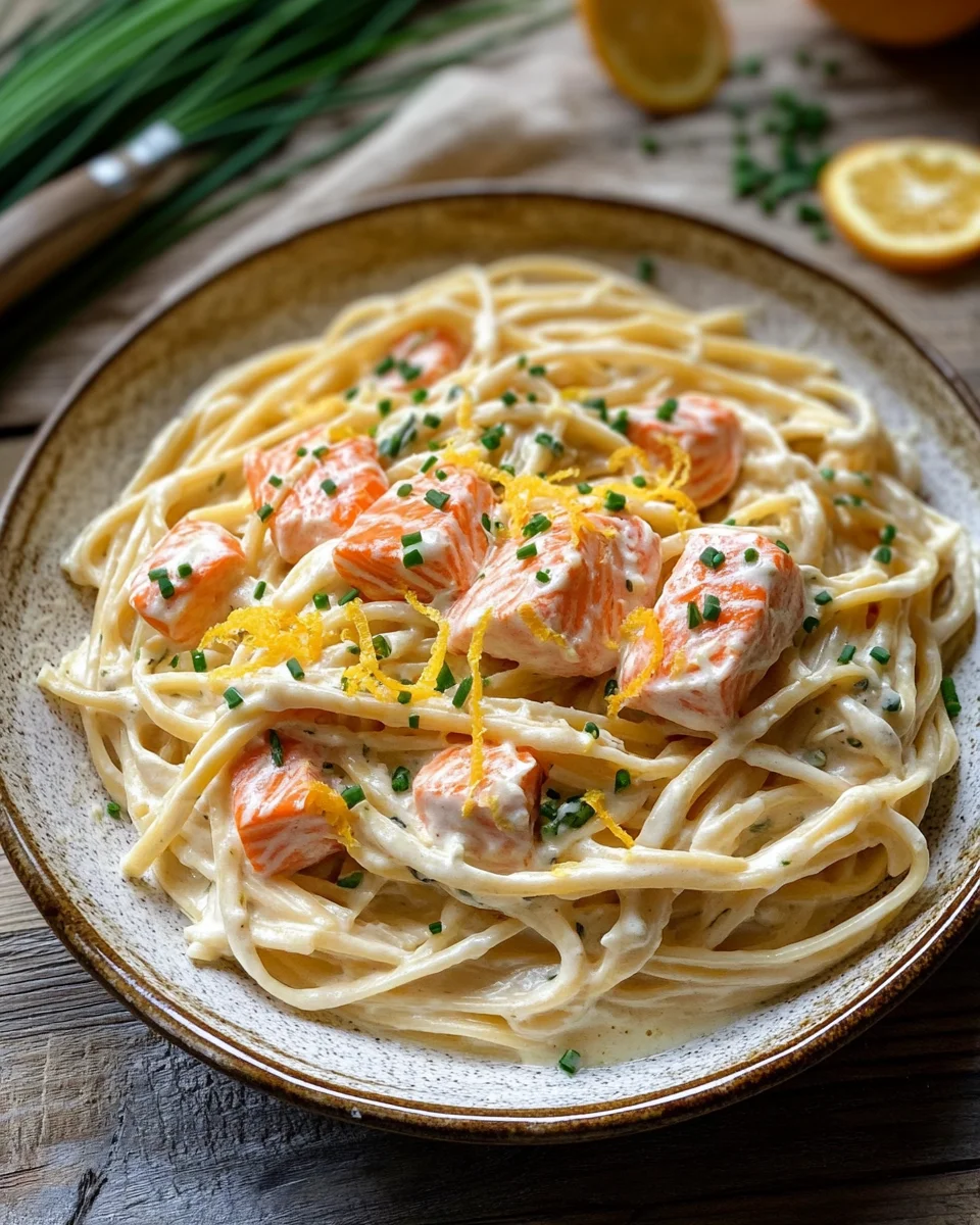 Orangen Lachs Pasta