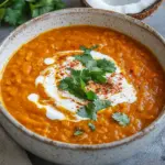 Rote Linsensuppe mit S&uuml;&szlig;kartoffeln