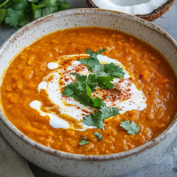 Rote Linsensuppe mit Süßkartoffeln