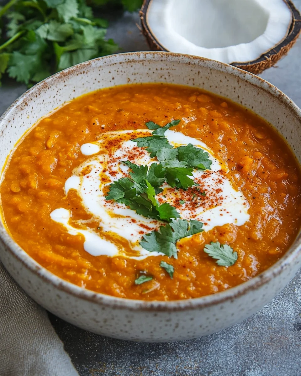 Rote Linsensuppe mit Süßkartoffeln
