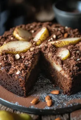Saftiger Schokoladen-Birnenkuchen mit Schoko-Streuseln