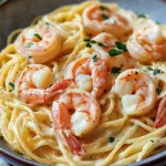 Spaghetti mit Garnelen in Frischk&auml;sesauce